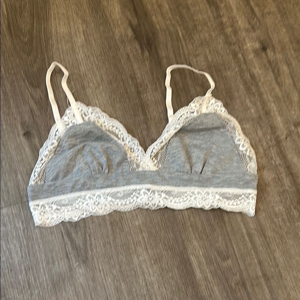 Gray and White Lace Bralette